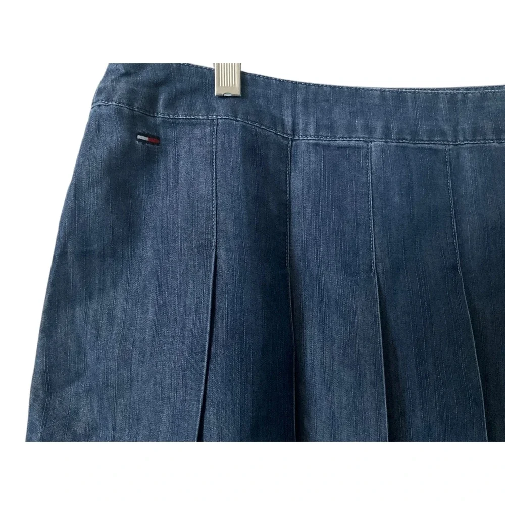 Tommy‎ Jeans Womens Blue Pleated Denim Mini Skirt Size 12 New With Tags